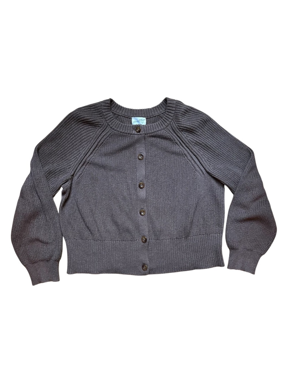 Mushroom Taupe Cotton Button-Front Oversized Women's Knit Cardigan Sweater